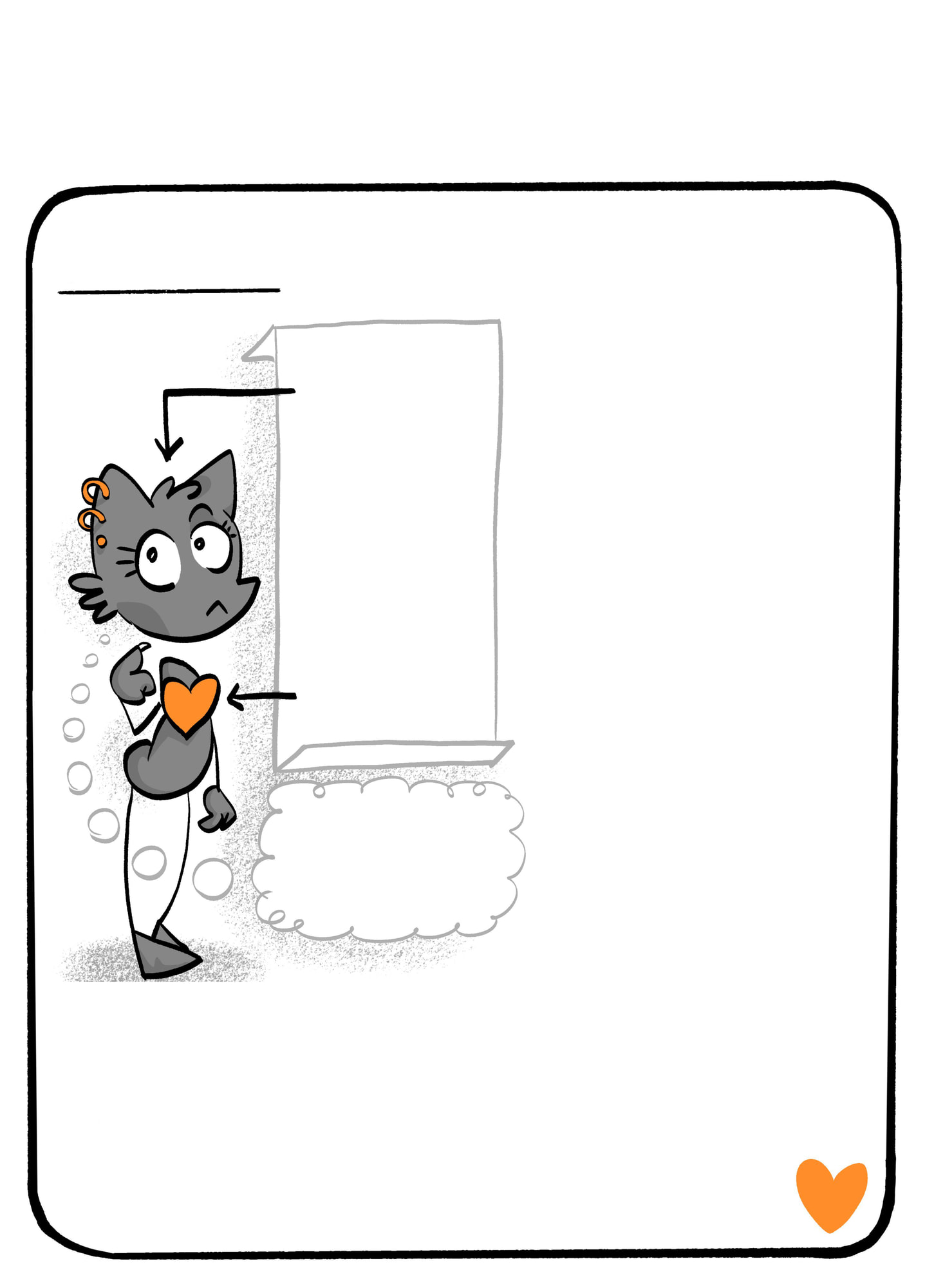 Hand-drawn comic page headed 'NOT: vague promises, BUT: exact commitments — SOLUTION': a thoughtful cat clutching an orange heart looks up at a stacked column of questions — WHO, WHAT, WHEN, WHY, HOW — beside text proposing auditable engagement contracts that name the specific person responsible while leaving the method to them, closing with the note that a Taiwan citizens' assembly earned over 85% deliberant support for its recommendations and targeted deepfake-scam categories fell by more than 94% within a year.